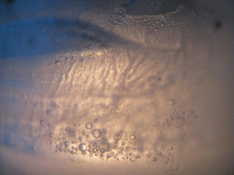 blue and white glass with bubbles Robyn Beattie photo